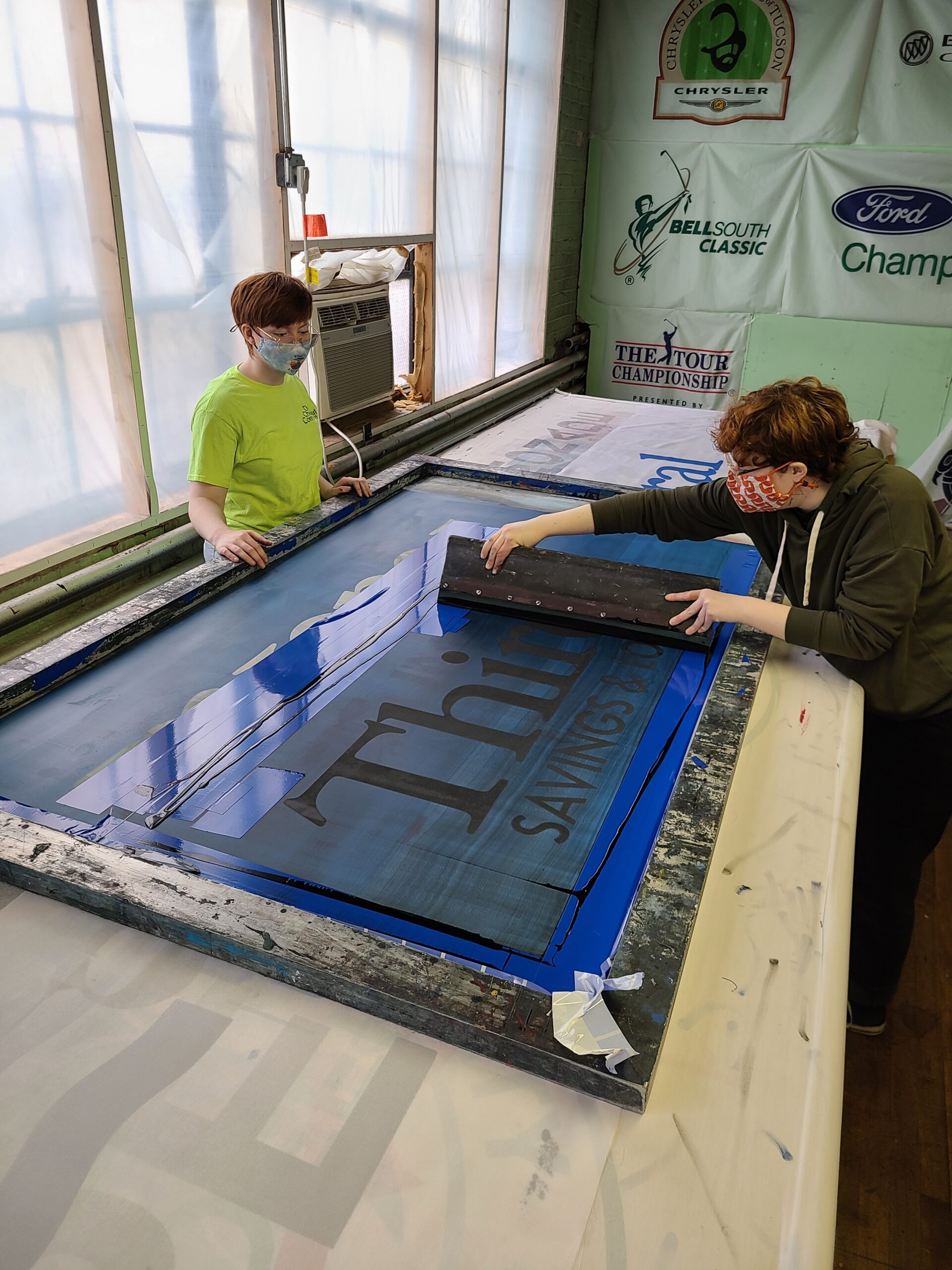 Co-Op students screen printing – The National Flag Company